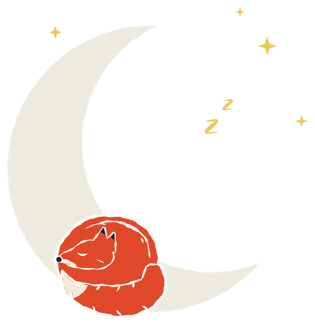 A raposa dormindo enrolada na lua