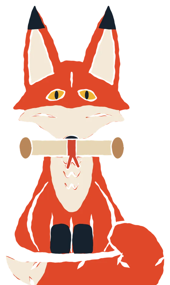 A raposa com um pergaminho na boca
